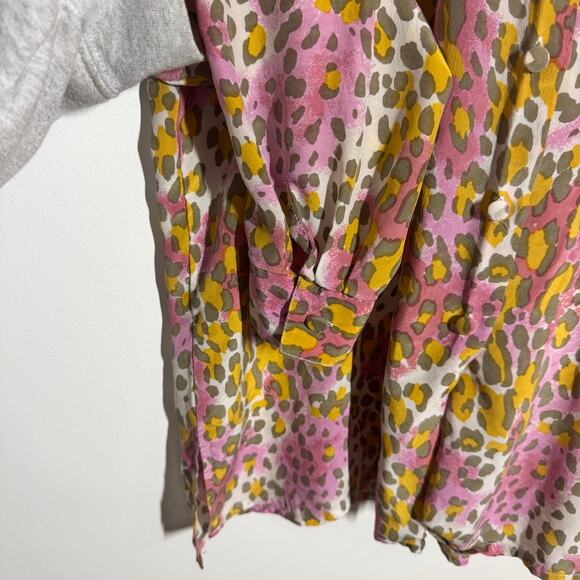 Suitsme Top Women XL Leopard Print 100%Silk Button Up Officecore Career Mobwife - Picture 5 of 8